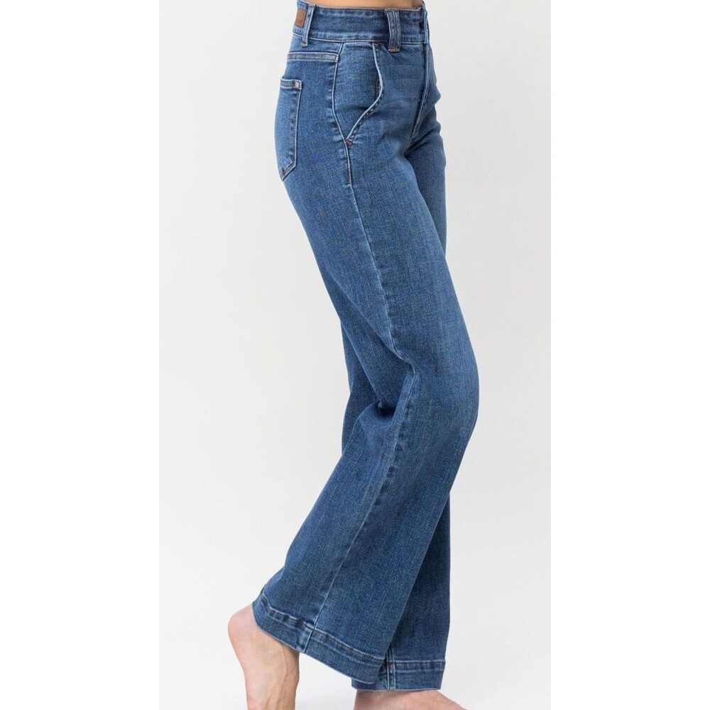 NWT Judy Blue High Rise Double Button Denim Jeans Blue Size 13/31 - Picture 2 of 11